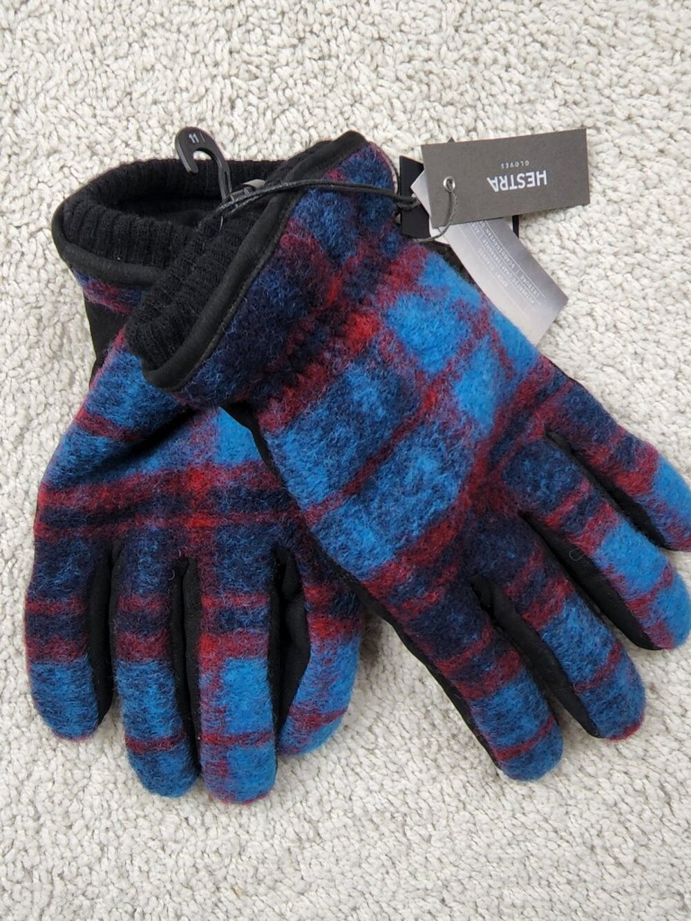 Hestra Mens Noah Leather Gloves Primaloft Blue Red Size 11 NEW Huckberry REI USA